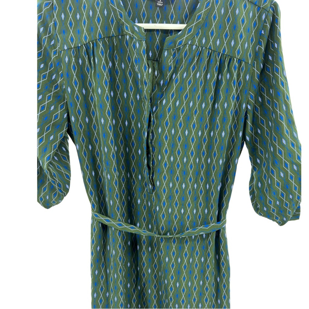 41 Hawthorn geometric diamond Forrest green roll tab sleeve S lightweight office - Picture 2 of 10
